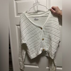 HOLLISTER WHITE CROPPED SWEATER
